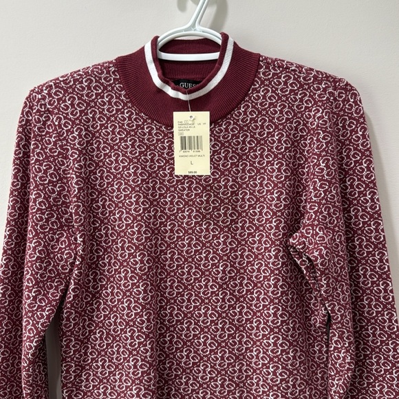Women’s Burgundy Patterned Long Sleeve Sweater - Picture 2 of 10
